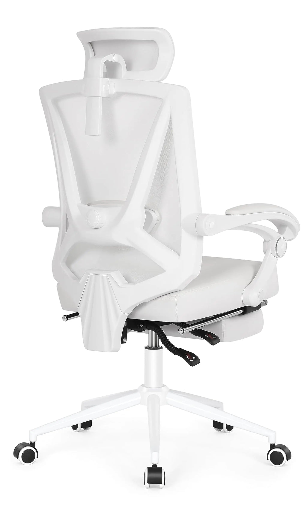 Ergonomic Office Chair with Footrest - High-Back Leather Desk Chair with Adjustable 2D Lumbar Support