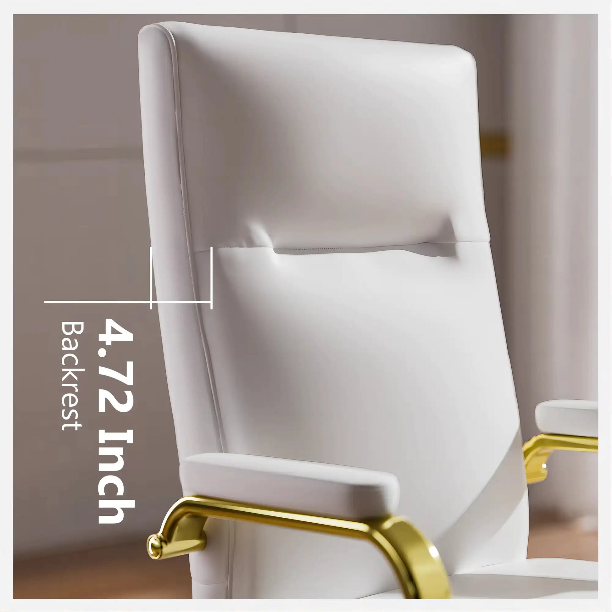 Executive Office Chair for Women - White or Pink Leather High-Back Chair with Gold Arms and Back Support