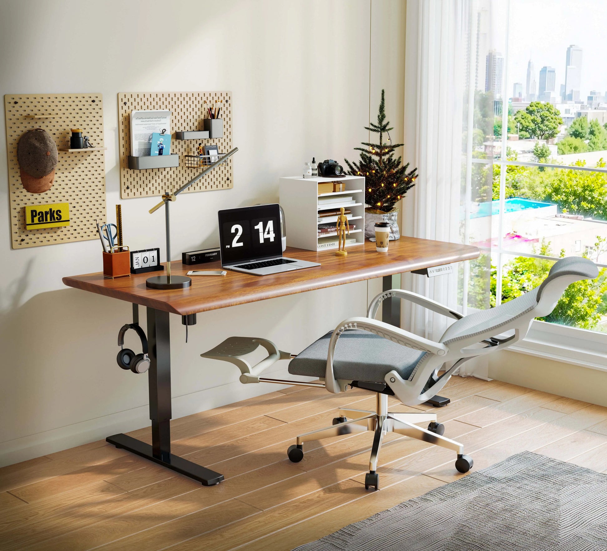 Ergonomic Office Chair with Mesh Seat - Tall Backrest Desk Chair with Adjustable Lumbar Support