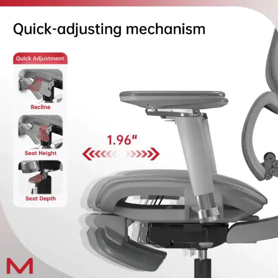 High-Back Ergonomic Office Chair with Headrest - D2 Pro Mesh Computer Chair with Self-Adaptive Lumbar Support