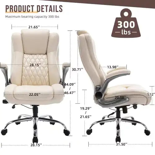 High-Back Office Chair with Lifting Headrest - Ergonomic Swivel Desk Chair with Adjustable Lumbar Support