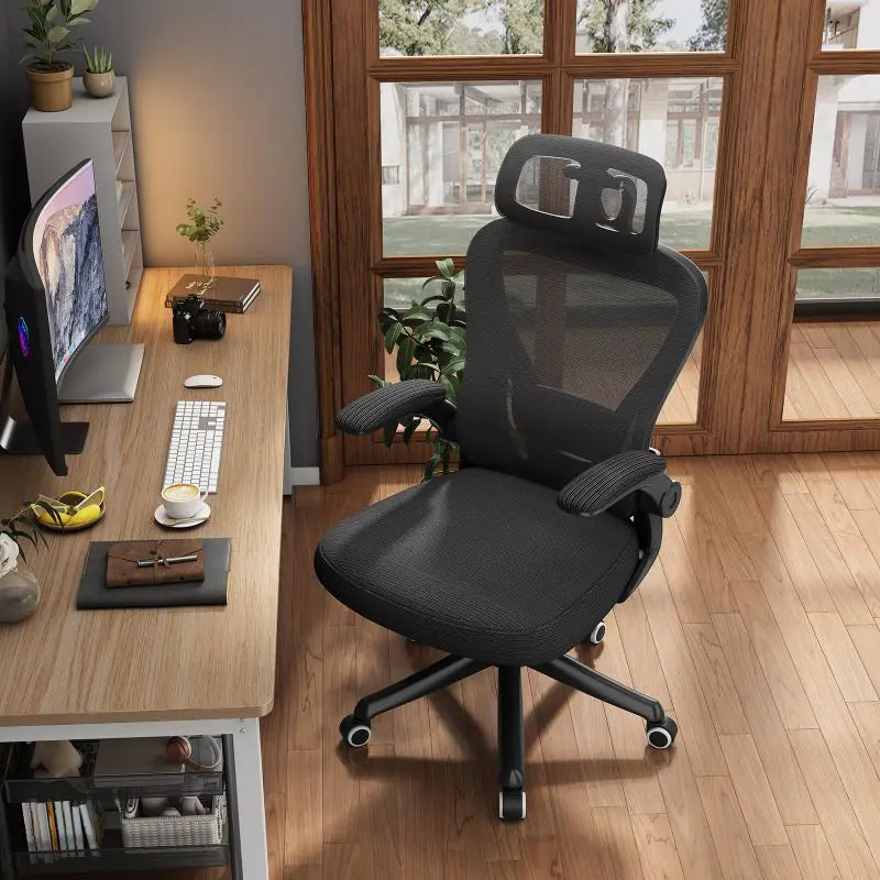 Ergonomic Black Swivel Office Chair - High-Back Mesh Executive Chair with Adjustable Lumbar Support