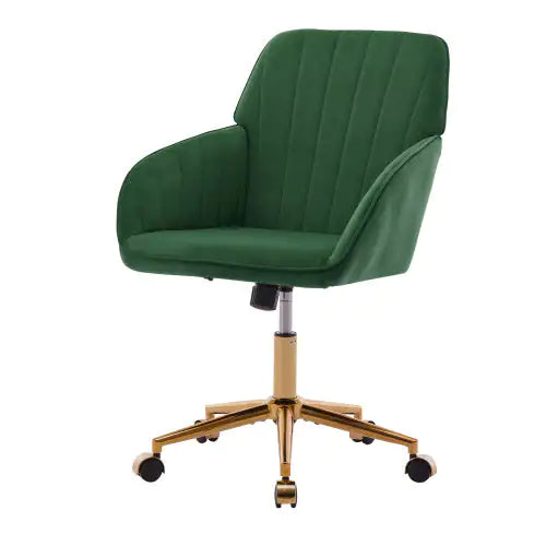 Adjustable Ergonomic Swivel Chair - TY Green Velvet Office Chair with Lumbar Support for Long Sitting