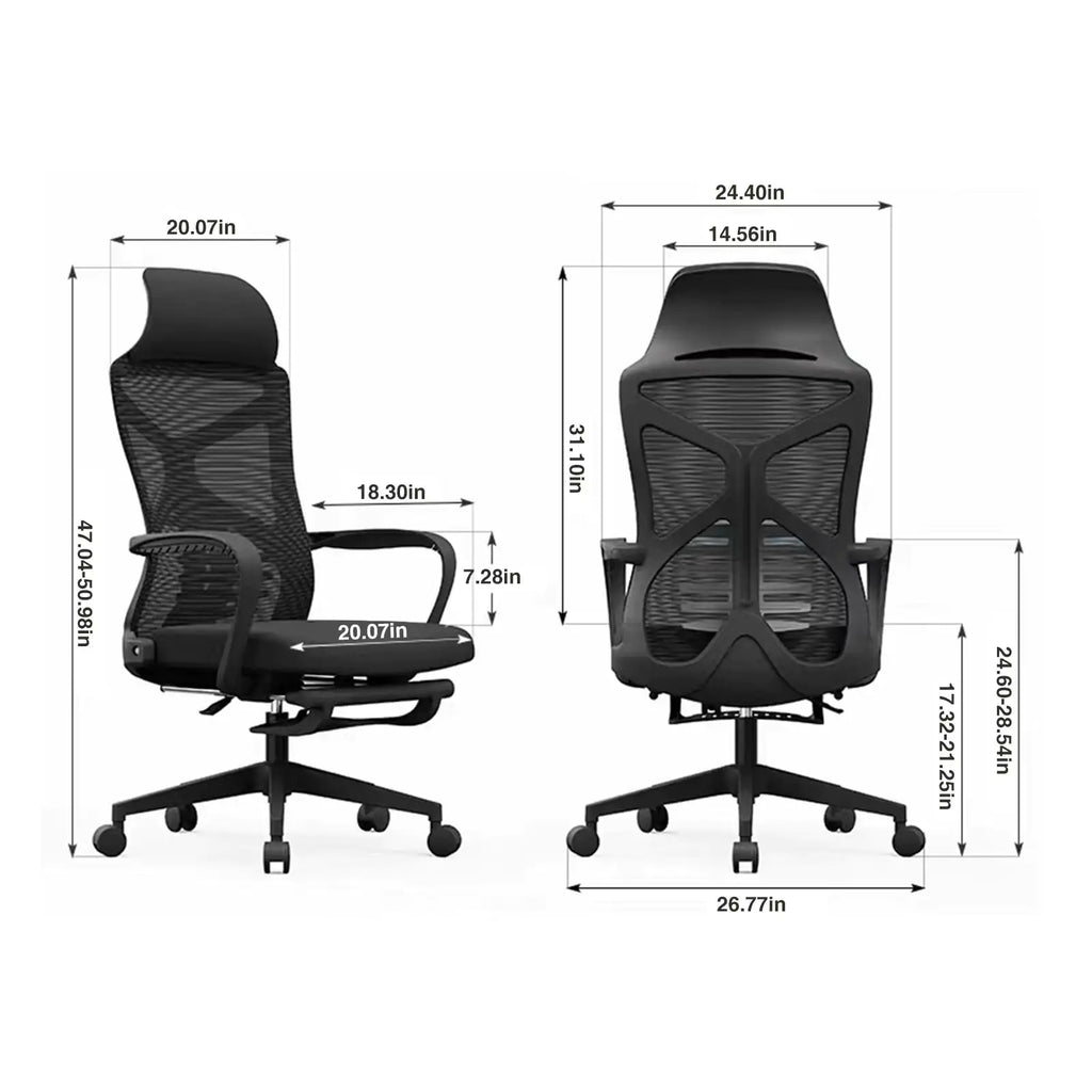 Ergonomic Office Chair with Mesh Seat - Tall Backrest Desk Chair with Adjustable Lumbar Support