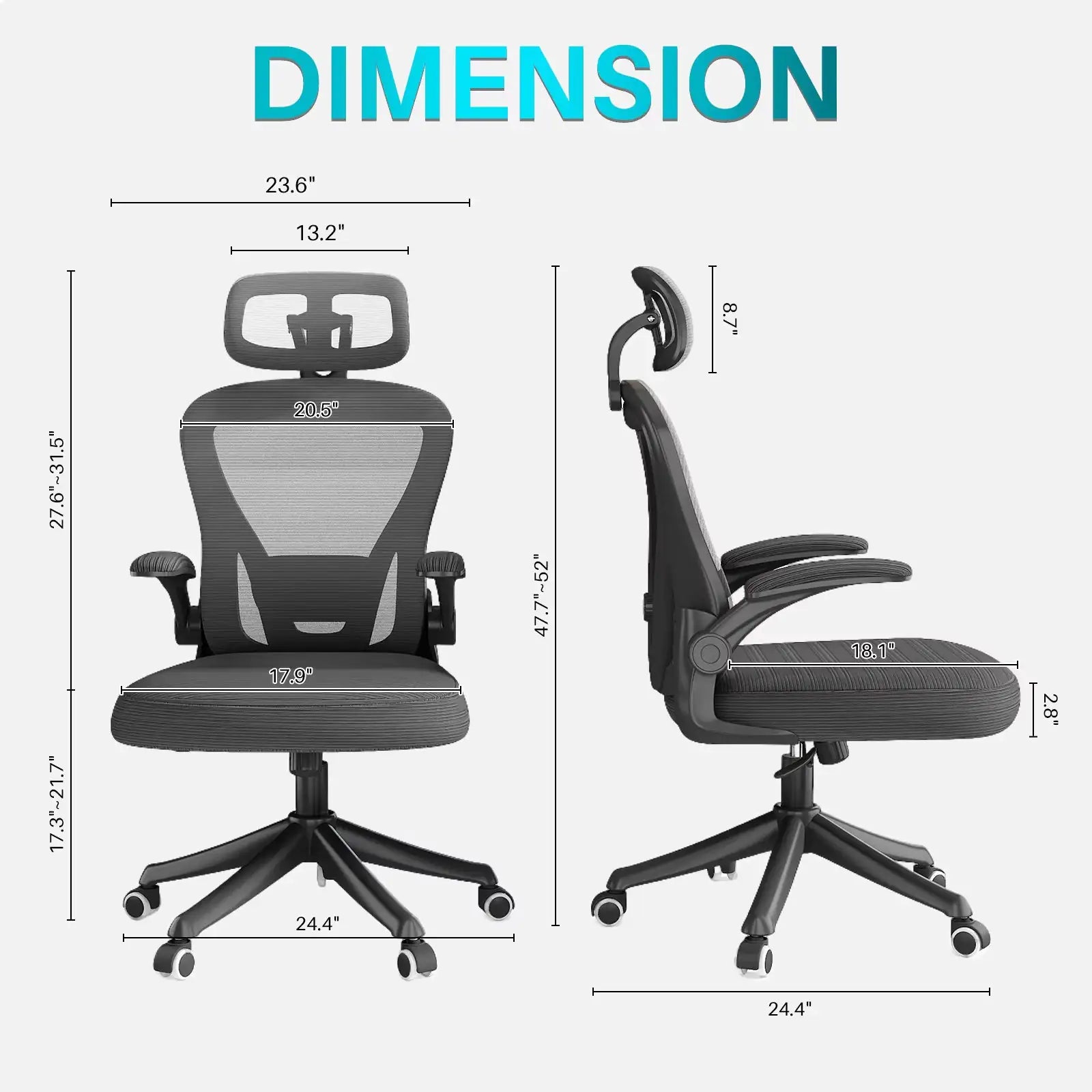 Ergonomic Black Swivel Office Chair - High-Back Mesh Executive Chair with Adjustable Lumbar Support