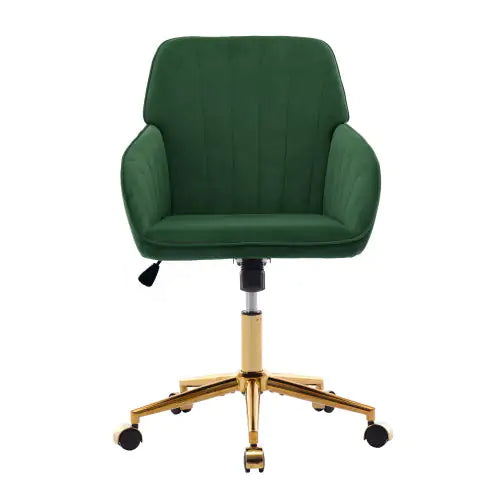 Adjustable Ergonomic Swivel Chair - TY Green Velvet Office Chair with Lumbar Support for Long Sitting