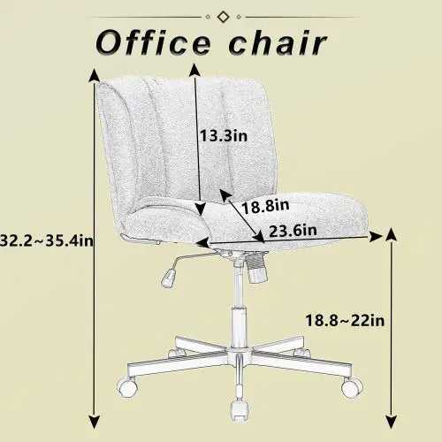 Armless Desk Chair with Wheels - Adjustable White Swivel Computer Task Chair