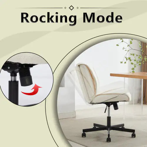 Armless Desk Chair with Wheels - Adjustable White Swivel Computer Task Chair