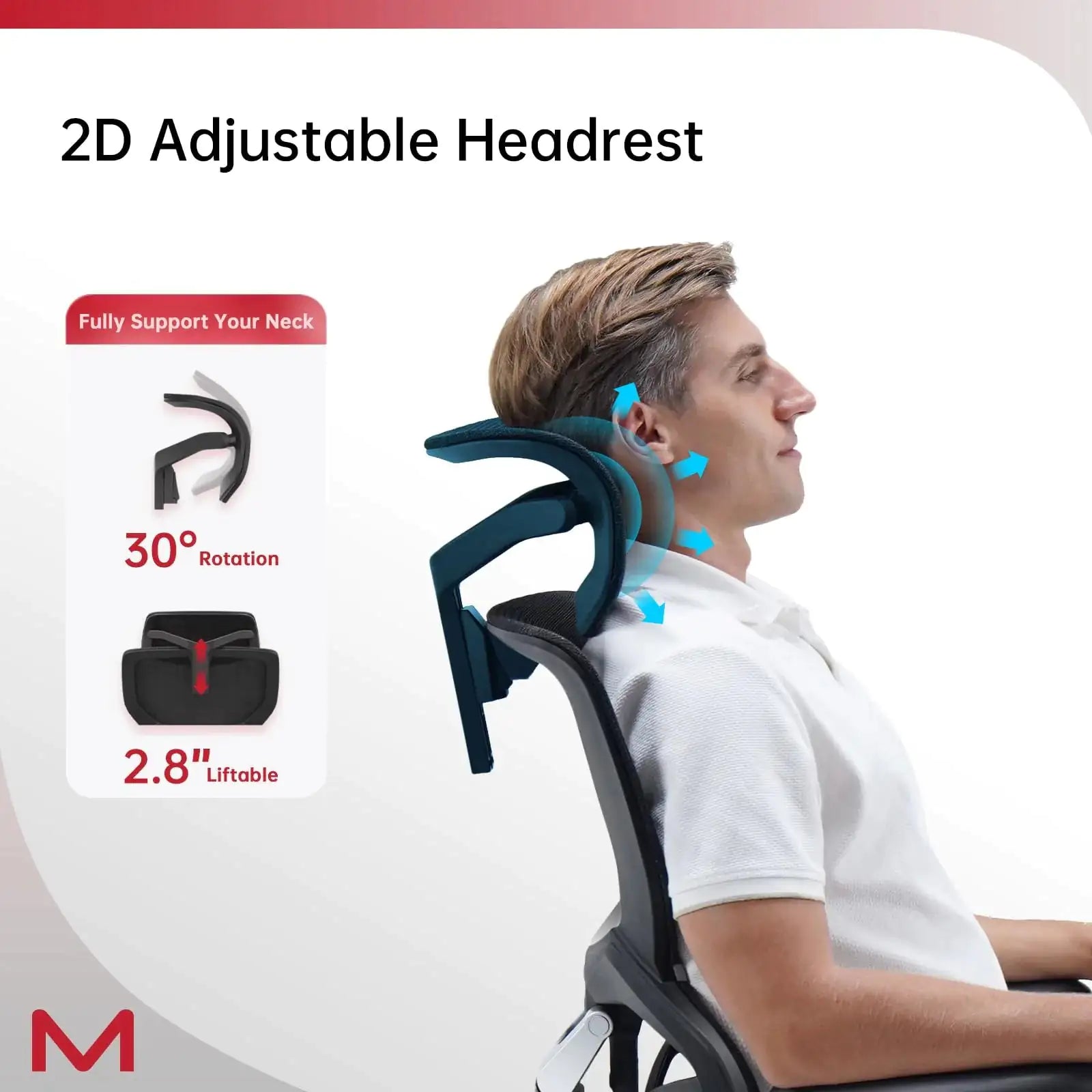 Ergonomic Office Chair with Footrest - Q3-MT Mesh Computer Chair with Soft Rubber Lumbar Support