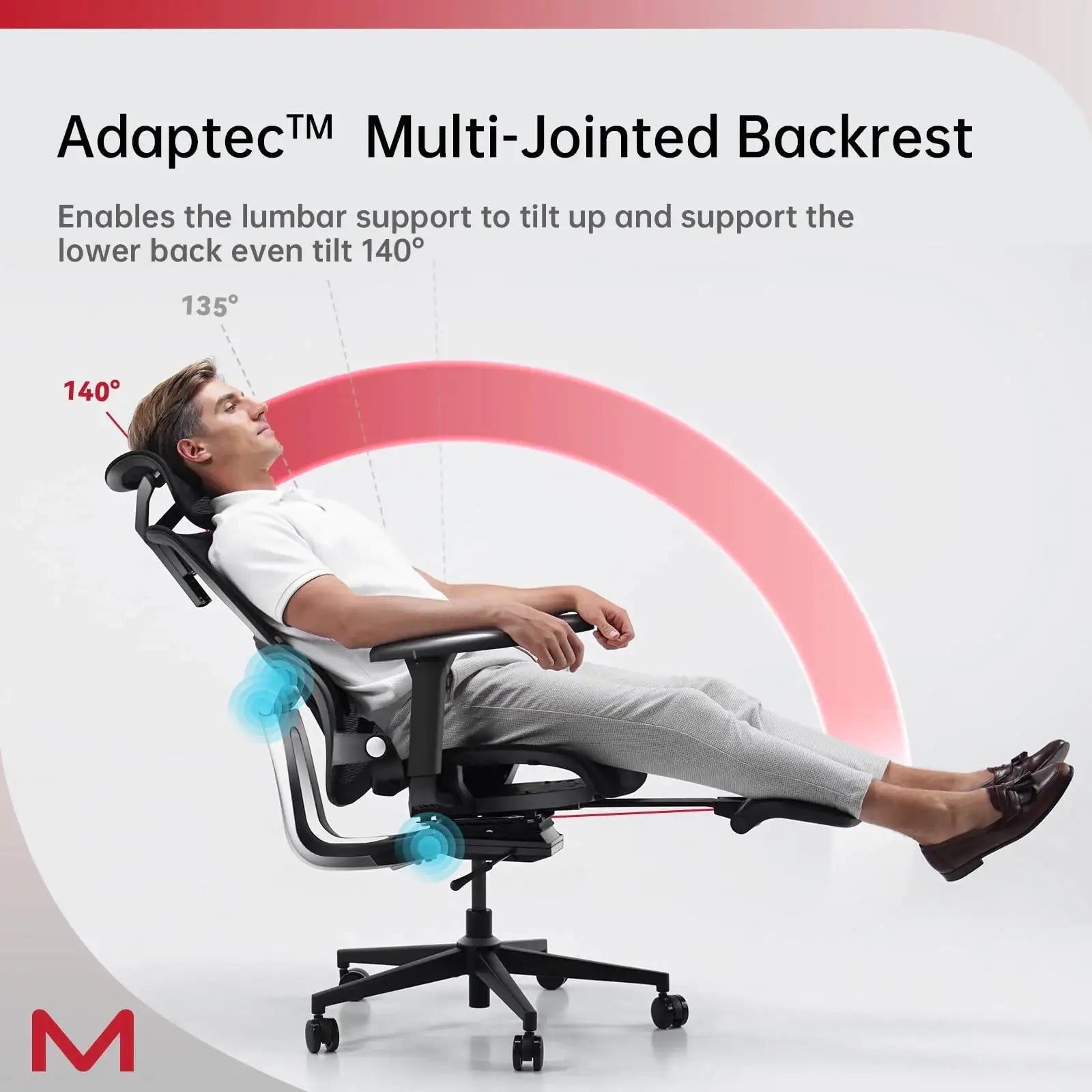 Ergonomic Office Chair with Footrest - Q3-MT Mesh Computer Chair with Soft Rubber Lumbar Support