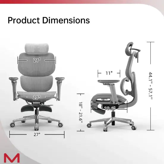 High-Back Ergonomic Office Chair with Headrest - D2 Pro Mesh Computer Chair with Self-Adaptive Lumbar Support
