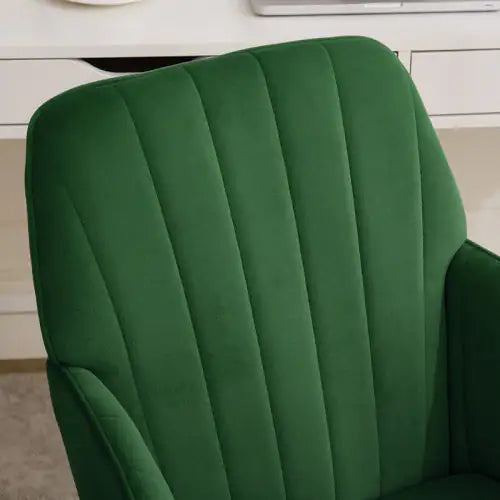 Adjustable Ergonomic Swivel Chair - TY Green Velvet Office Chair with Lumbar Support for Long Sitting