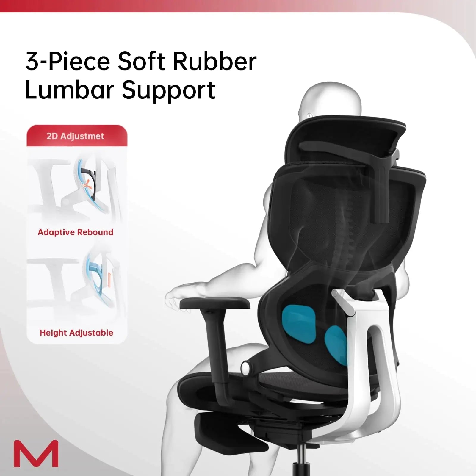 Ergonomic Office Chair with Footrest - Q3-MT Mesh Computer Chair with Soft Rubber Lumbar Support