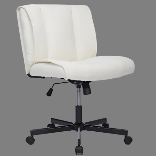 White office chair with black base on a white background