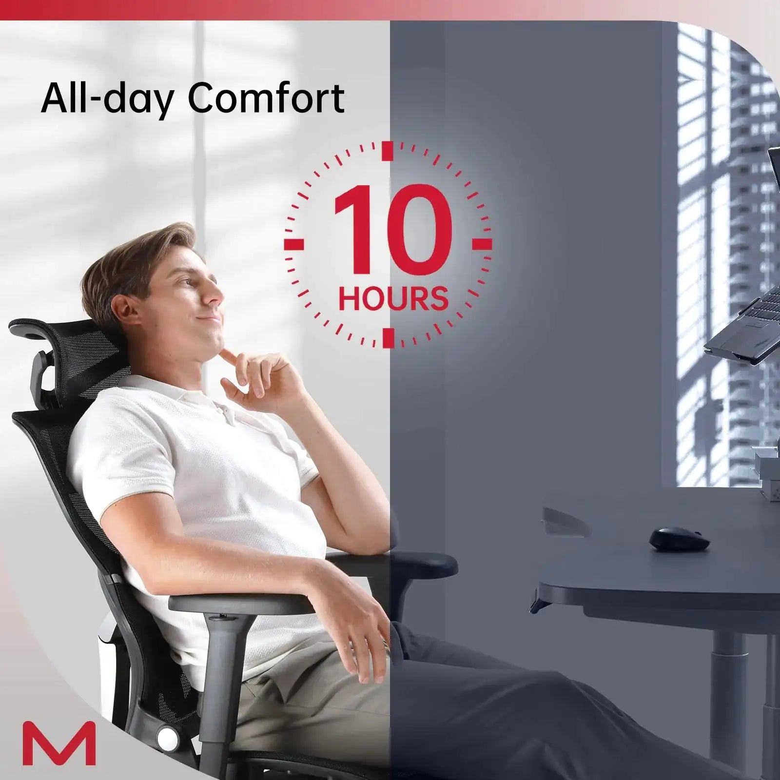 Ergonomic Office Chair with Footrest - Q3-MT Mesh Computer Chair with Soft Rubber Lumbar Support