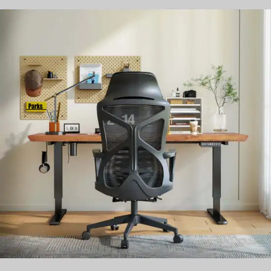 Ergonomic Office Chair with Mesh Seat - Tall Backrest Desk Chair with Adjustable Lumbar Support